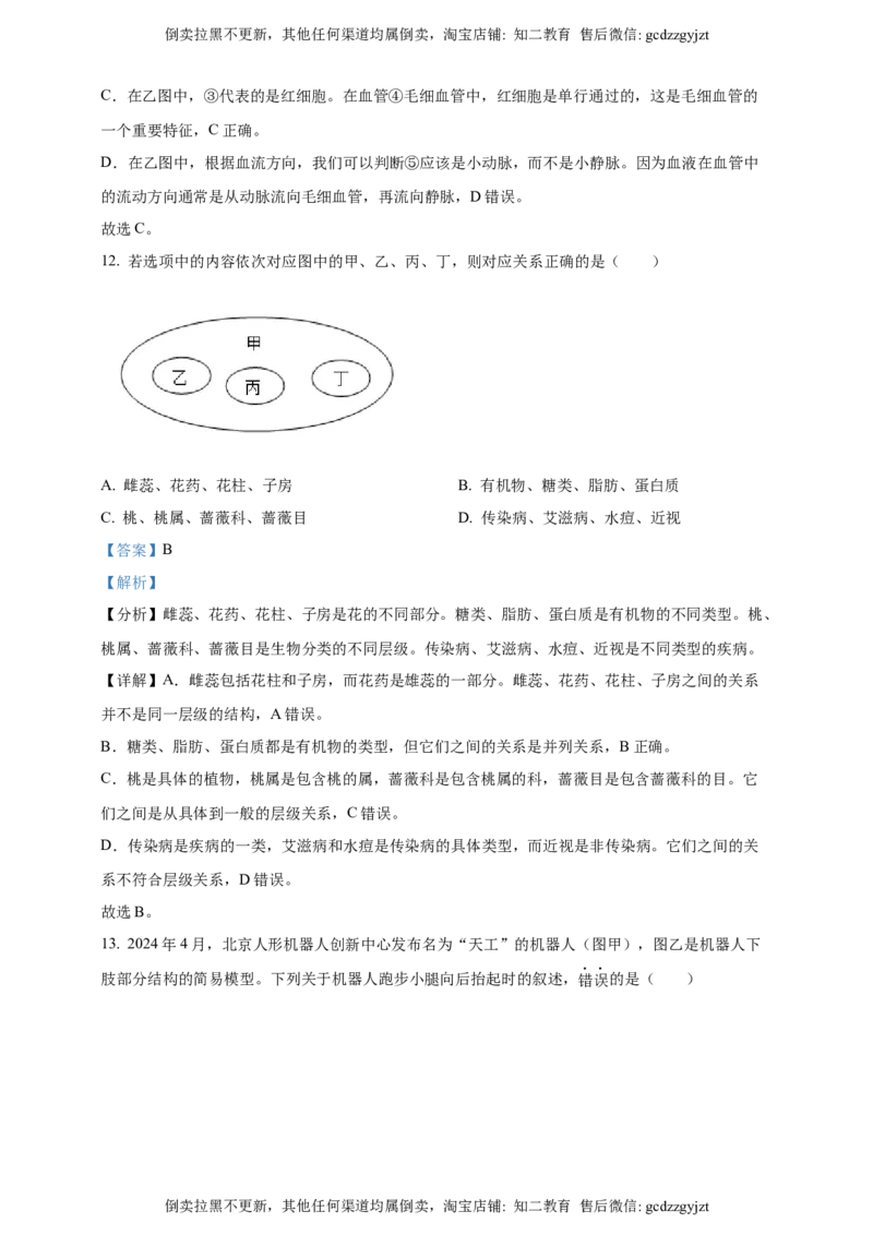 2024年吉林省长春市中考生物真题（解析版）_吉林省长春市-历年中考真题_9-吉林省长春市-中考生物（21-25）_2024年吉林省长春市中考生物真题（原卷版+解析版）
