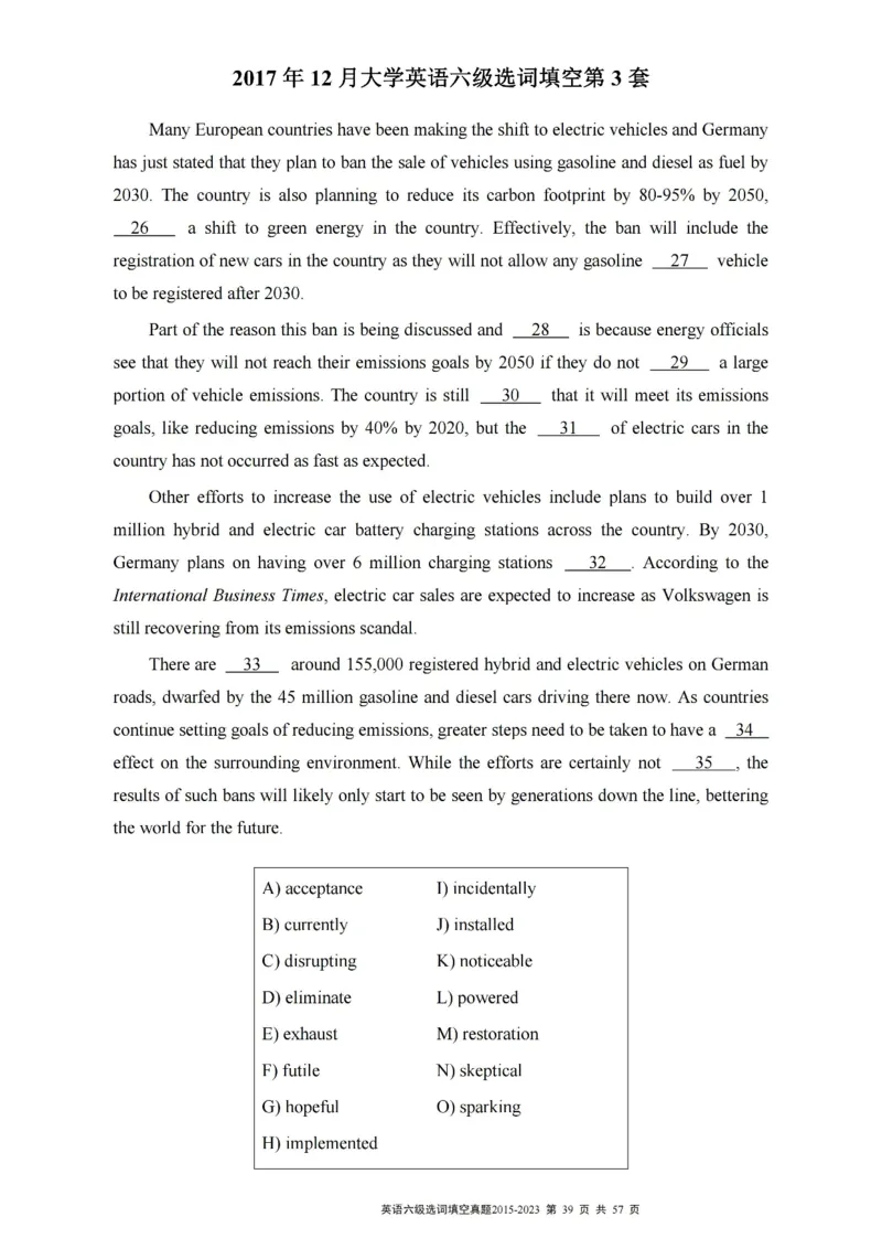 六级选词填空真题2015-2023.12_六级_六级选词填空