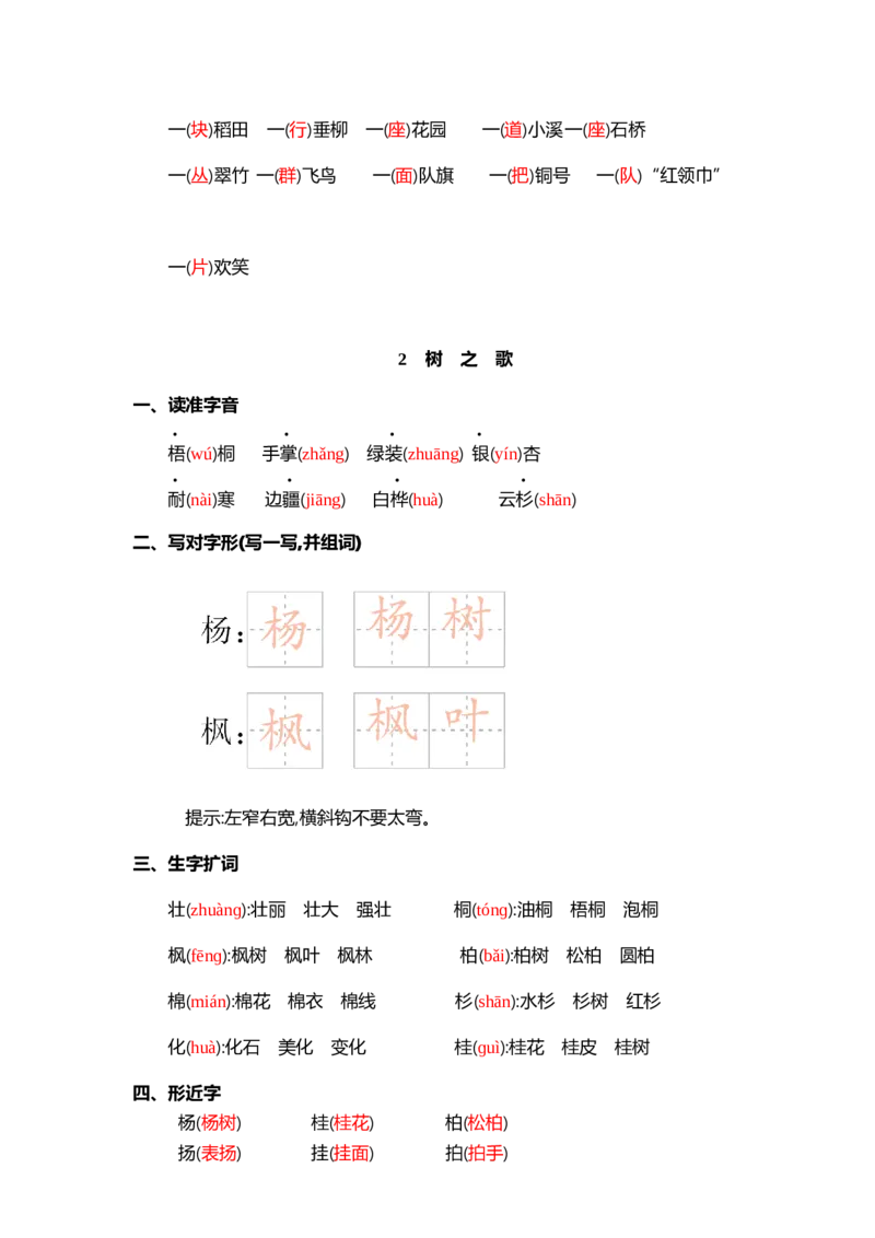 第二单元核心考点清单_二年级上下册资料_小学二年级学习资料-25年更新版_2-01、小学二年级语文上册_2-1-1、复习、知识点、归纳汇总_二上语文单元核心考点清单