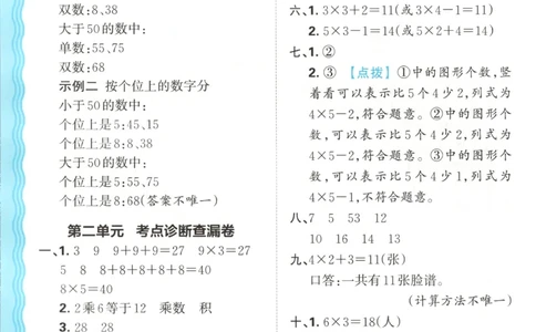 答案_25秋小学语数英习题试卷_数学_人教版_25秋1-6年级上册数学《王朝霞考点梳理时习卷》_二年数学上册《王朝霞考点梳理时习卷》人教25秋