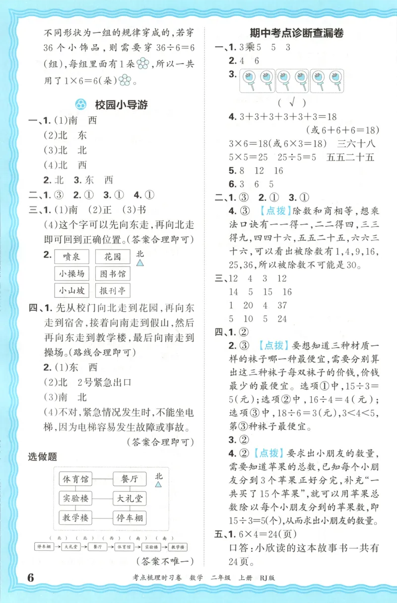 答案_25秋小学语数英习题试卷_数学_人教版_25秋1-6年级上册数学《王朝霞考点梳理时习卷》_二年数学上册《王朝霞考点梳理时习卷》人教25秋