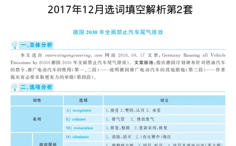 2017.12英语六级选词填空第3套解析_六级_六级选词填空_六级选词填空解析