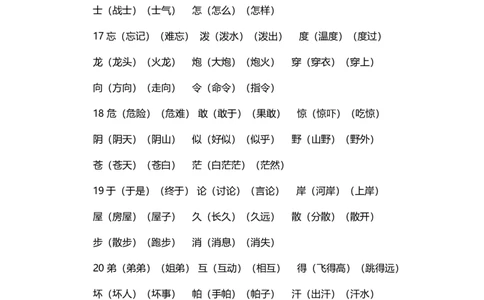 部编版二年级语文上册生字组词汇总_二年级上下册资料_小学二年级学习资料-25年更新版_2-01、小学二年级语文上册_2-1-1、复习、知识点、归纳汇总_知识汇总
