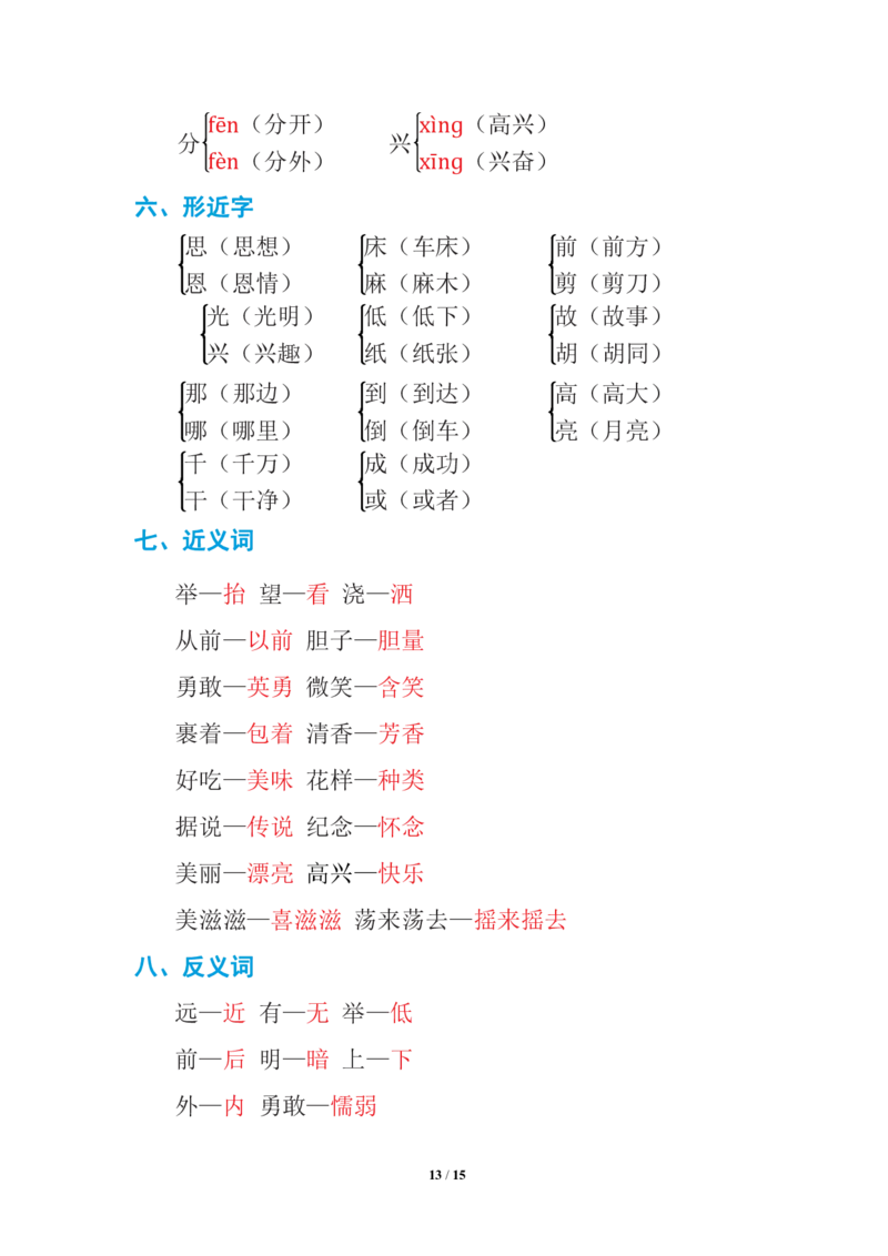 语文一年级下册期中复习知识要点_一年级上下册资料_小学一年级学习资料-25年更新版_1-02、小学一年级语文下册_3-6-2-1、复习、知识点、归纳汇总_部编（人教）版_知识汇总