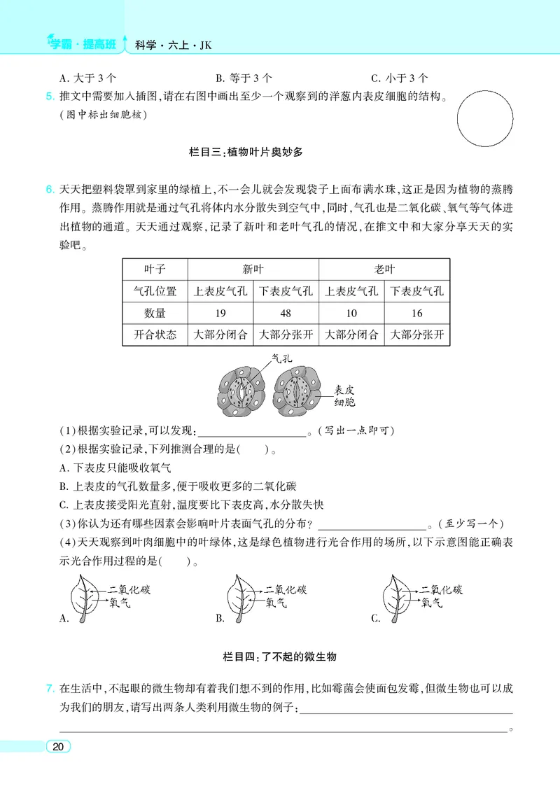 六年级科学上册教科版25秋《4星学霸提高班》_25秋小学语数英习题试卷_科学_教科版小学科学[4星学霸提高班]