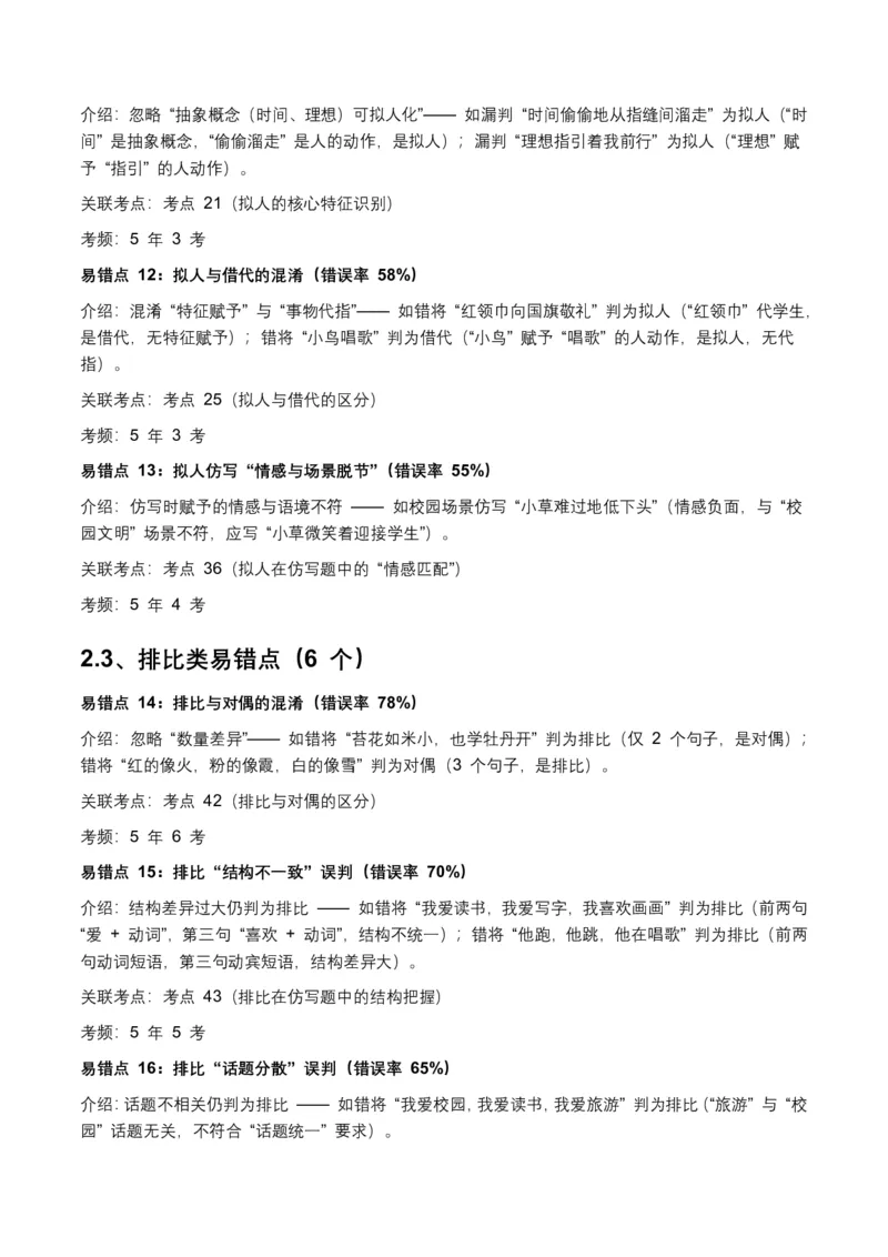 近5年全国各地中考语文修辞手法100个高频考点+50个高频易错点_462026中考语文一轮复习练考点+练专题+练模块_修辞手法