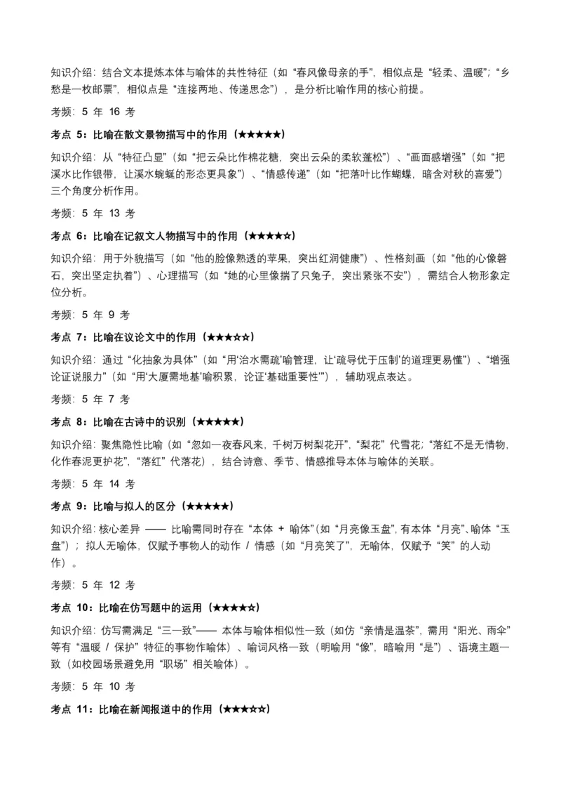 近5年全国各地中考语文修辞手法100个高频考点+50个高频易错点_462026中考语文一轮复习练考点+练专题+练模块_修辞手法