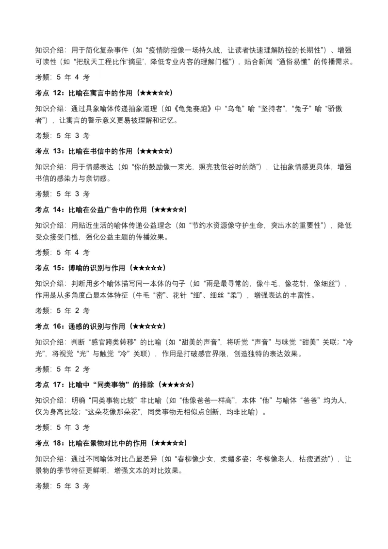 近5年全国各地中考语文修辞手法100个高频考点+50个高频易错点_462026中考语文一轮复习练考点+练专题+练模块_修辞手法