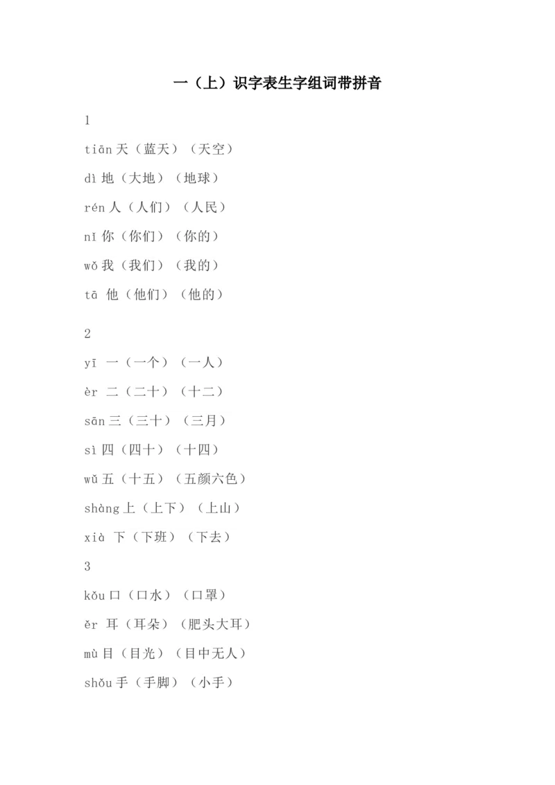 识字表生字组词带拼音_一年级上下册资料_一年级上语数英上下册学习资料_3-6-1、小学一年级语文上册_统编、部编、人教（语文全国统一只有一个版）_1、知识点总结_专项-拼音生字
