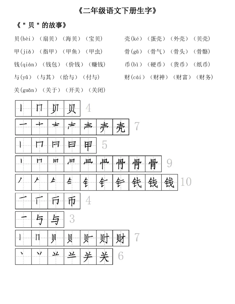 生字拼音组词笔顺二下语文_二年级上下册资料_小学二年级学习资料-25年更新版_2-02、小学二年级语文下册_2-2-1、复习、知识点、归纳汇总_精品知识汇总