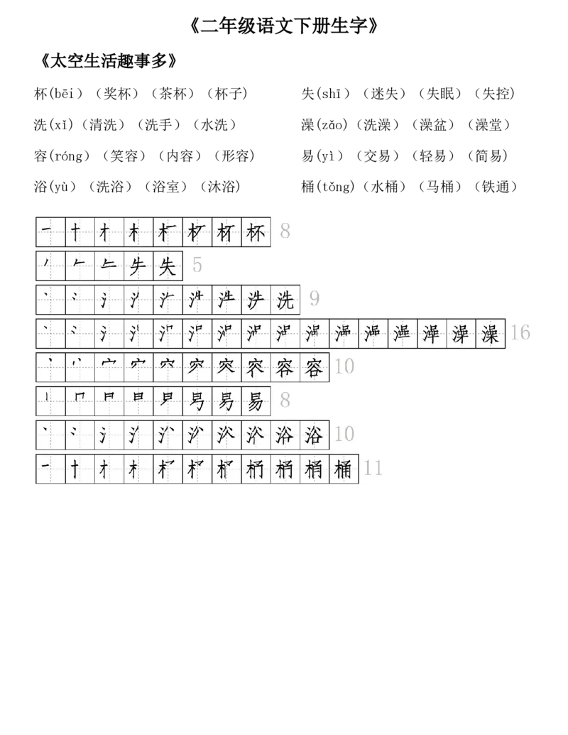 生字拼音组词笔顺二下语文_二年级上下册资料_小学二年级学习资料-25年更新版_2-02、小学二年级语文下册_2-2-1、复习、知识点、归纳汇总_精品知识汇总