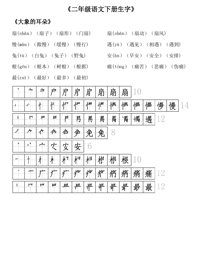 生字拼音组词笔顺二下语文_二年级上下册资料_小学二年级学习资料-25年更新版_2-02、小学二年级语文下册_2-2-1、复习、知识点、归纳汇总_精品知识汇总