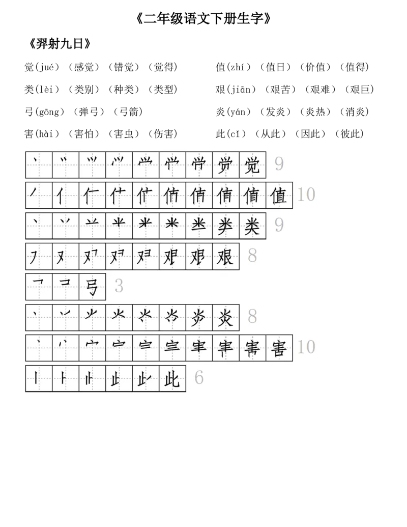 生字拼音组词笔顺二下语文_二年级上下册资料_小学二年级学习资料-25年更新版_2-02、小学二年级语文下册_2-2-1、复习、知识点、归纳汇总_精品知识汇总
