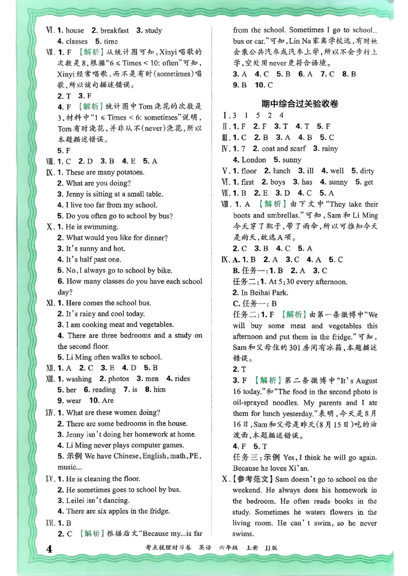 英语六年级上册JJ版考点梳理时习卷_25秋小学语数英习题试卷_英语_冀教版_英语《王朝霞考点梳理时习卷》冀教25秋_25秋《王朝霞考点梳理时习卷》英语冀教六上