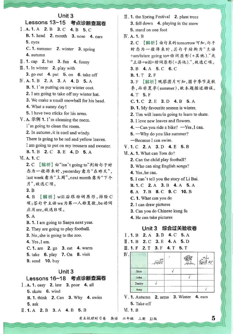英语六年级上册JJ版考点梳理时习卷_25秋小学语数英习题试卷_英语_冀教版_英语《王朝霞考点梳理时习卷》冀教25秋_25秋《王朝霞考点梳理时习卷》英语冀教六上