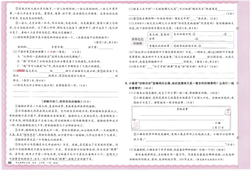 考点梳理时习卷语文三年级下_三年级上下册资料_53黄冈多个品牌系列资料_语文