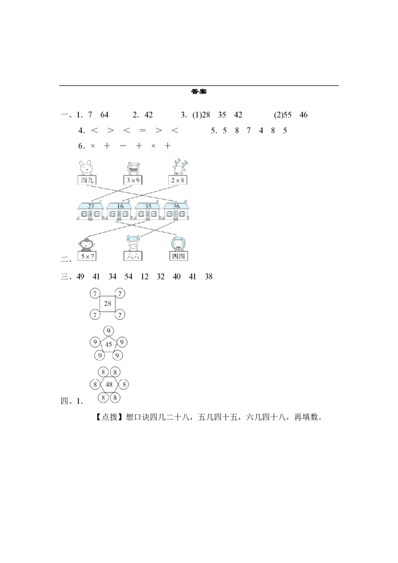 表内乘法的灵活计算_二年级上下册资料_二年级语数英上下册学习资料_3-7-3、小学二年级数学上册_人教版_2023更新_方法技能提升卷（11份）