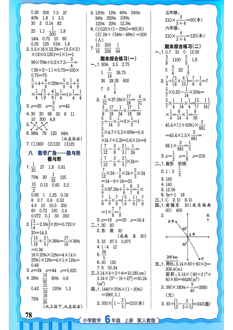 新版人教版数学六年级上册活页计算-副本_25秋小学语数英习题试卷_数学_人教版_2025秋王朝霞活页计算人教版数学1-6上册