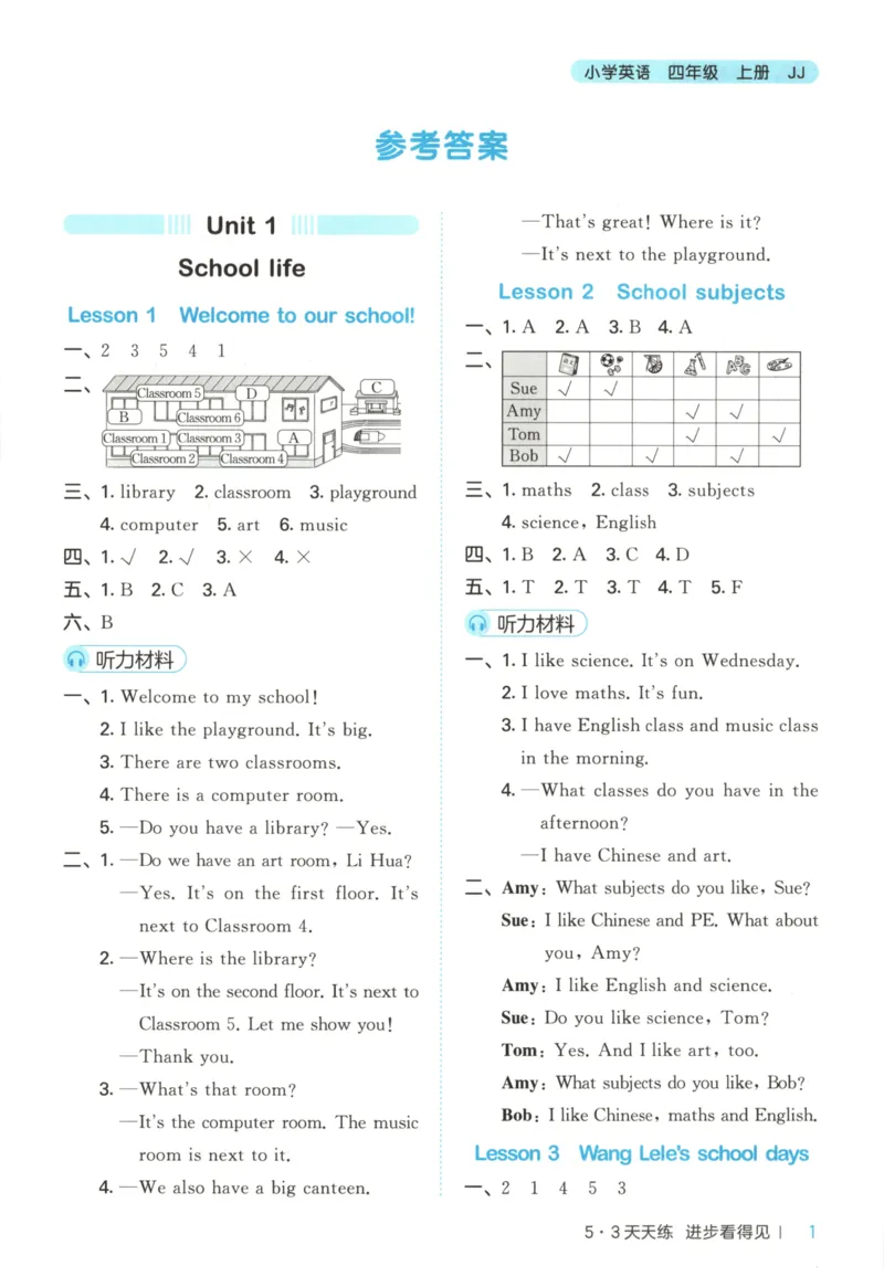 四年级英语上册冀教版25秋《53天天练》答案_25秋小学语数英习题试卷_英语_冀教版_3-6年级英语上册冀教版25秋《53天天练》_四年级英语上册冀教版25秋《53天天练》