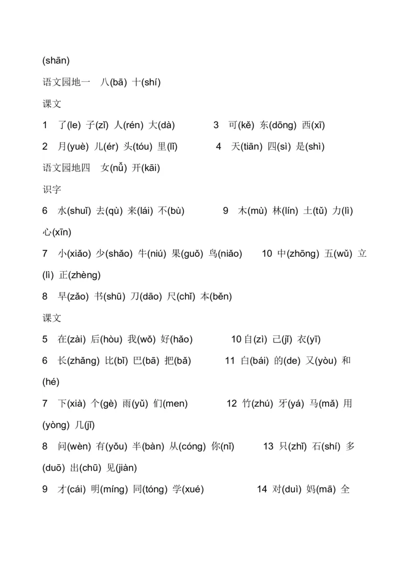 部编版小学一年级语文上册生字表(注音)_一年级上下册资料_小学一年级学习资料-25年更新版_1-01、小学一年级语文上册_01、知识汇总