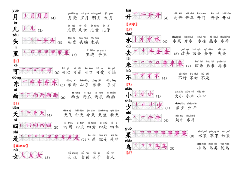 生字笔顺组词_一年级上下册资料_一年级上语数英上下册学习资料_3-6-1、小学一年级语文上册_统编、部编、人教（语文全国统一只有一个版）_1、知识点总结_专项-拼音生字