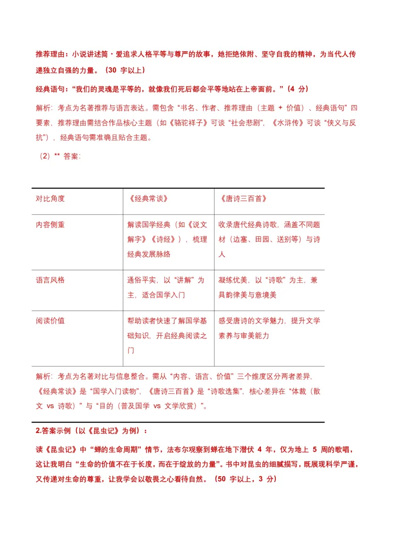 2026年全国中考语文名著阅读模拟训练试卷(覆盖高频考点)_462026中考语文一轮复习练考点+练专题+练模块_名著阅读