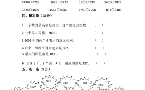 第二单元-万以内数的认识_二年级上下册资料_二年级语数英上下册学习资料_3-7-4、小学二年级数学下册_青岛版_3、单元测试卷