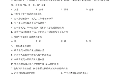 精品解析：广东省广州市越秀区华侨外国语学校2024-2025学年九年级上学期期中考试化学试卷（原卷版）_广州九上月考+期中+期末+一模二模+中考真题