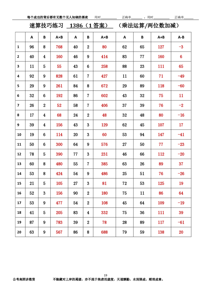 新速算1383-1392（答案版）_2026考公资料_超格合集_数资高照合集_速算高照抖音速算直播课_速算每日打卡题