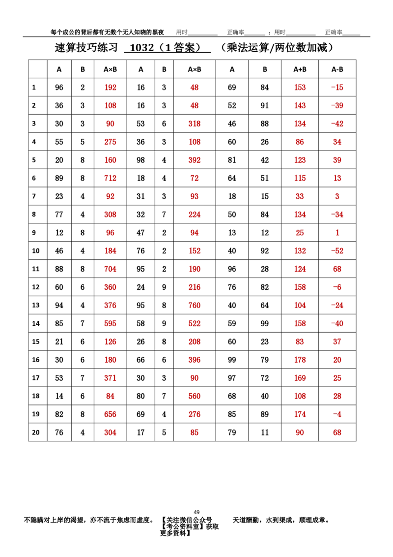 新速算1023-1032（答案版）_2026考公资料_（06）高照_速算高照抖音速算直播课_速算每日打卡题
