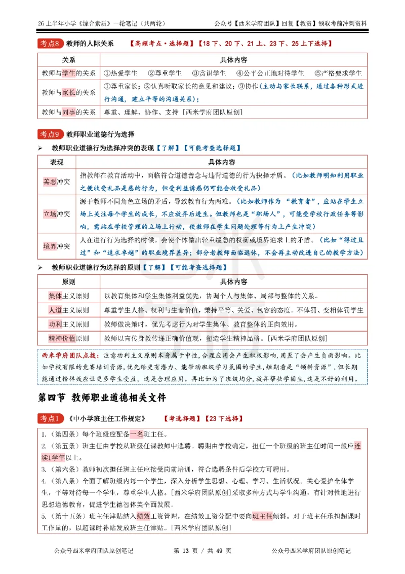 26上小学《综合素质》一轮笔记_教资_26上西米学府一轮重点笔记（小学科一）