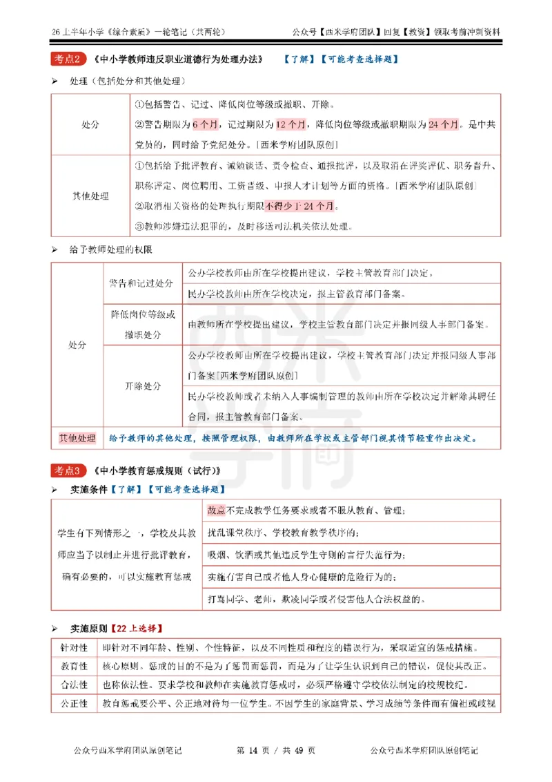 26上小学《综合素质》一轮笔记_教资_26上西米学府一轮重点笔记（小学科一）
