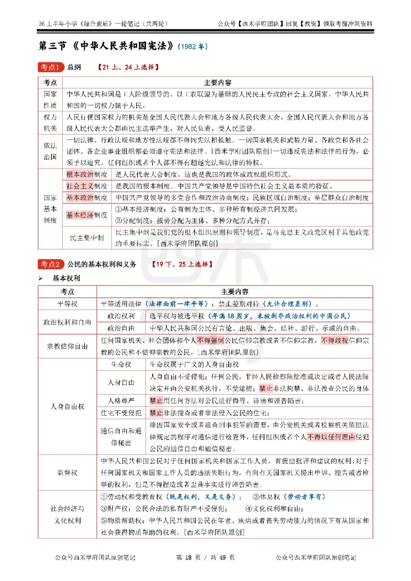 26上小学《综合素质》一轮笔记_教资_26上西米学府一轮重点笔记（小学科一）