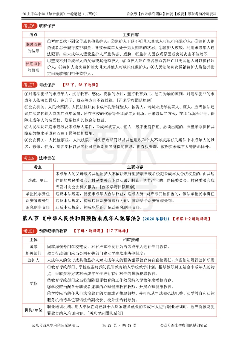 26上小学《综合素质》一轮笔记_教资_26上西米学府一轮重点笔记（小学科一）