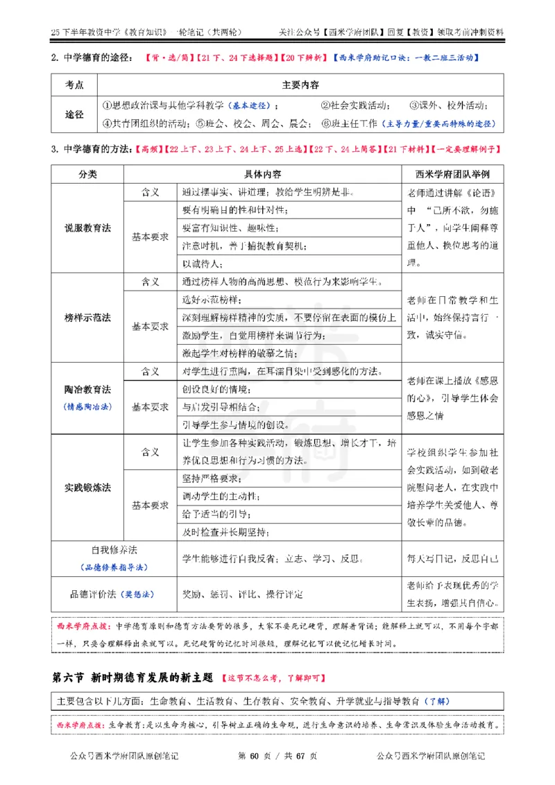 25下中学-教育知识与能力一轮笔记_教资_初高中2026教资_25下教师资格证_中学三色笔记_另外一个机构