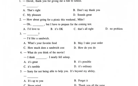 模拟卷1-6_普高真题卷_英语模拟卷