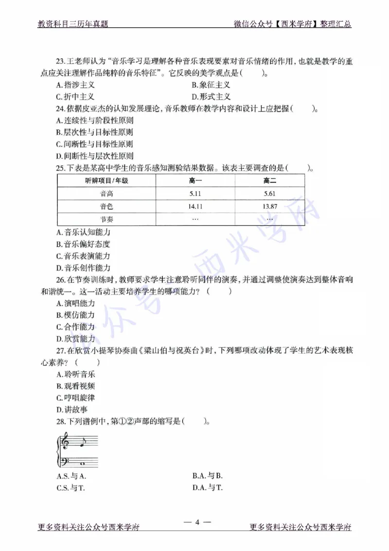 21年下-高中音乐真题-题本_教资_25下资料合集二_25下最新科三知识点汇编+思维导图-高中_04.音乐_02.历年真题