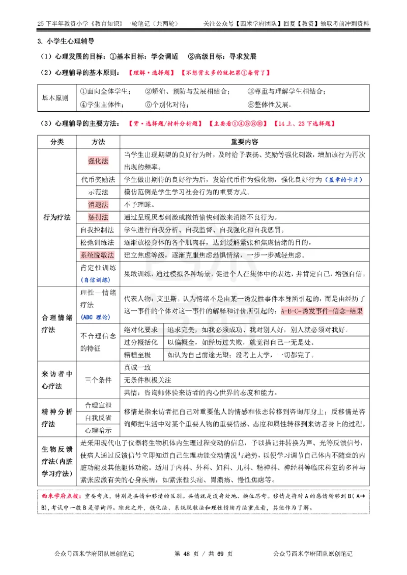 25下小学-教育知识与能力一轮笔记_教资_25下资料合集二_2025下一轮学霸笔记_2025下小学科一科二笔记+习题
