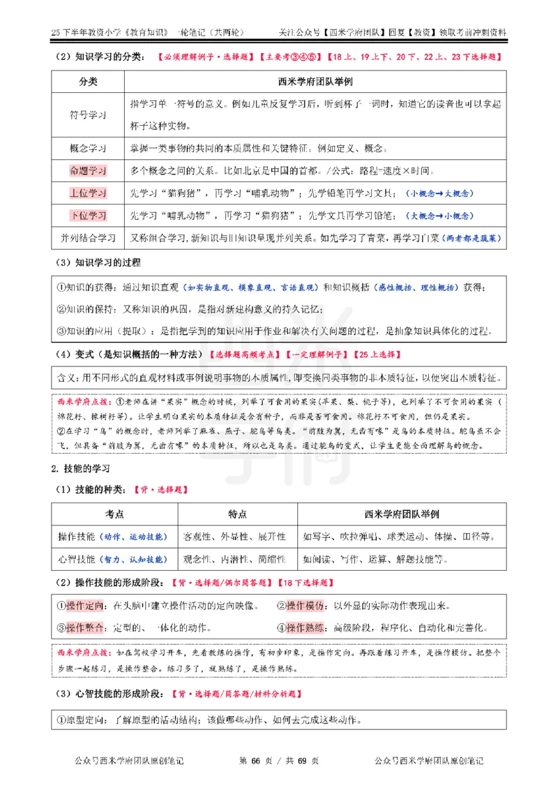 25下小学-教育知识与能力一轮笔记_教资_25下资料合集二_2025下一轮学霸笔记_2025下小学科一科二笔记+习题