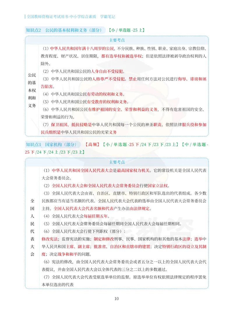 中小学综合素质重点笔记68页_教资_上岸熊26教资笔试科一科二新版笔记