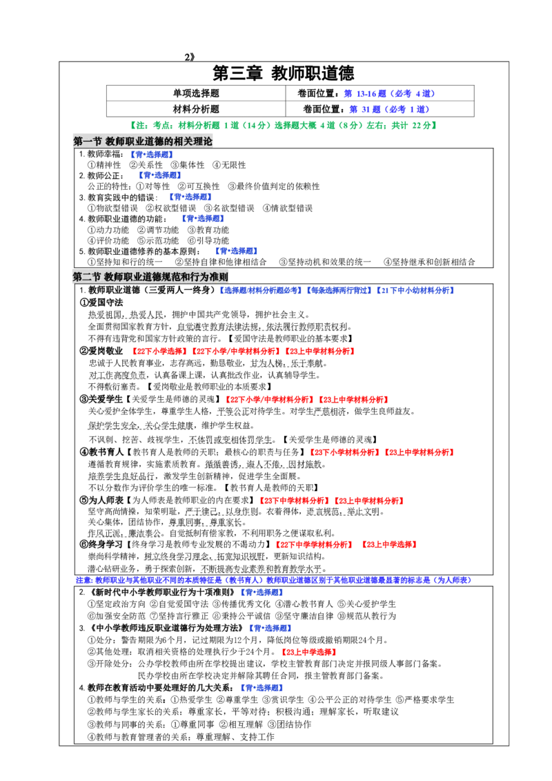 26《中学综合素质》重点笔记_教资_初高中2026教资_26上资料（持续更新）_01重点笔记（可平替教材建议打印）