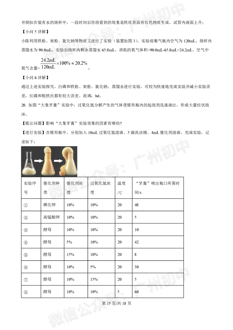黄埔区黄埔军校中学2024-2025学年九年级9月月考化学试题（答案解析）_广州九上月考+期中+期末+一模二模+中考真题_九上月考_初三上十月考