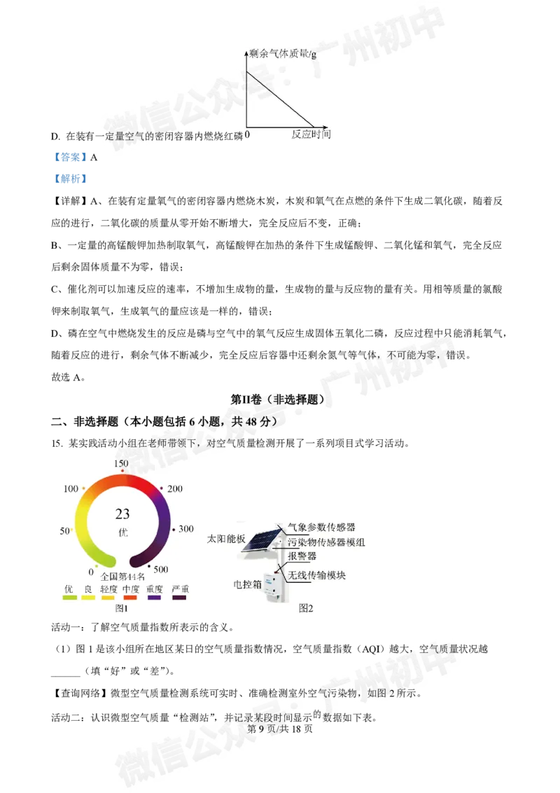 铁一中学2024-2025学年九年级10月月考化学试题（答案解析）_广州九上月考+期中+期末+一模二模+中考真题_九上月考_初三上十月考