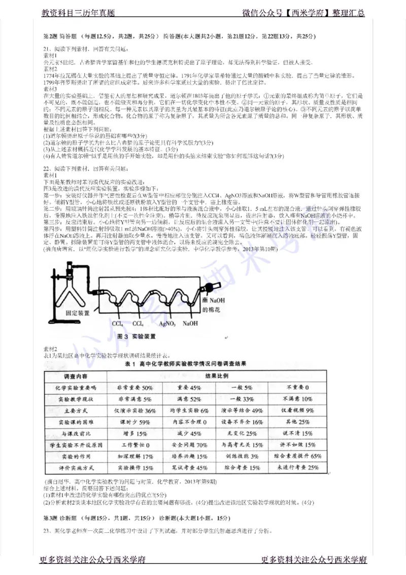 15年上-高中化学-真题及答案解析_教资_25下资料合集二_25下最新科三知识点汇编+思维导图-高中_12.化学_02.历年真题
