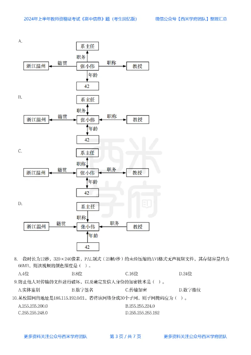 24年上-高中信息技术真题-题本_教资_25下资料合集二_25下最新科三知识点汇编+思维导图-高中_05.信息技术_02.历年真题
