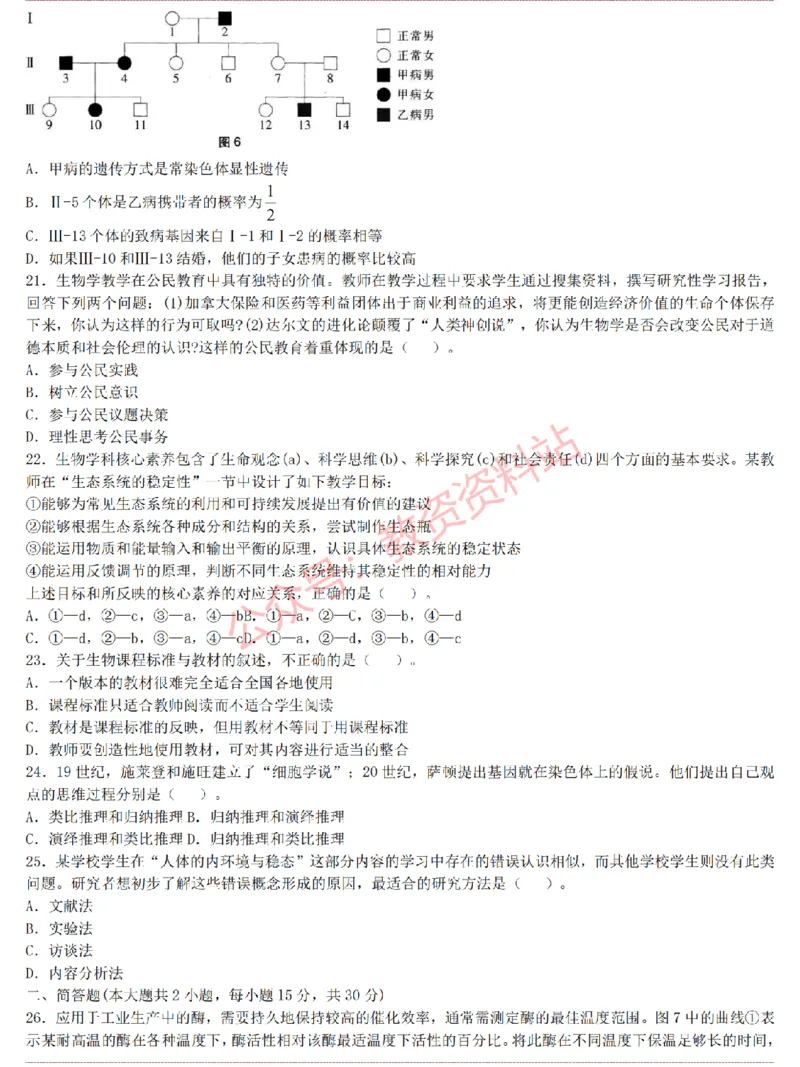 2015上-2019上高中生物学科知识历年真题及解析_教资_33教资笔试历年真题汇总（科一+科二+科三）_科三真题_02高中科三各科电子资料包合集_生物（资料文档）_高中生物