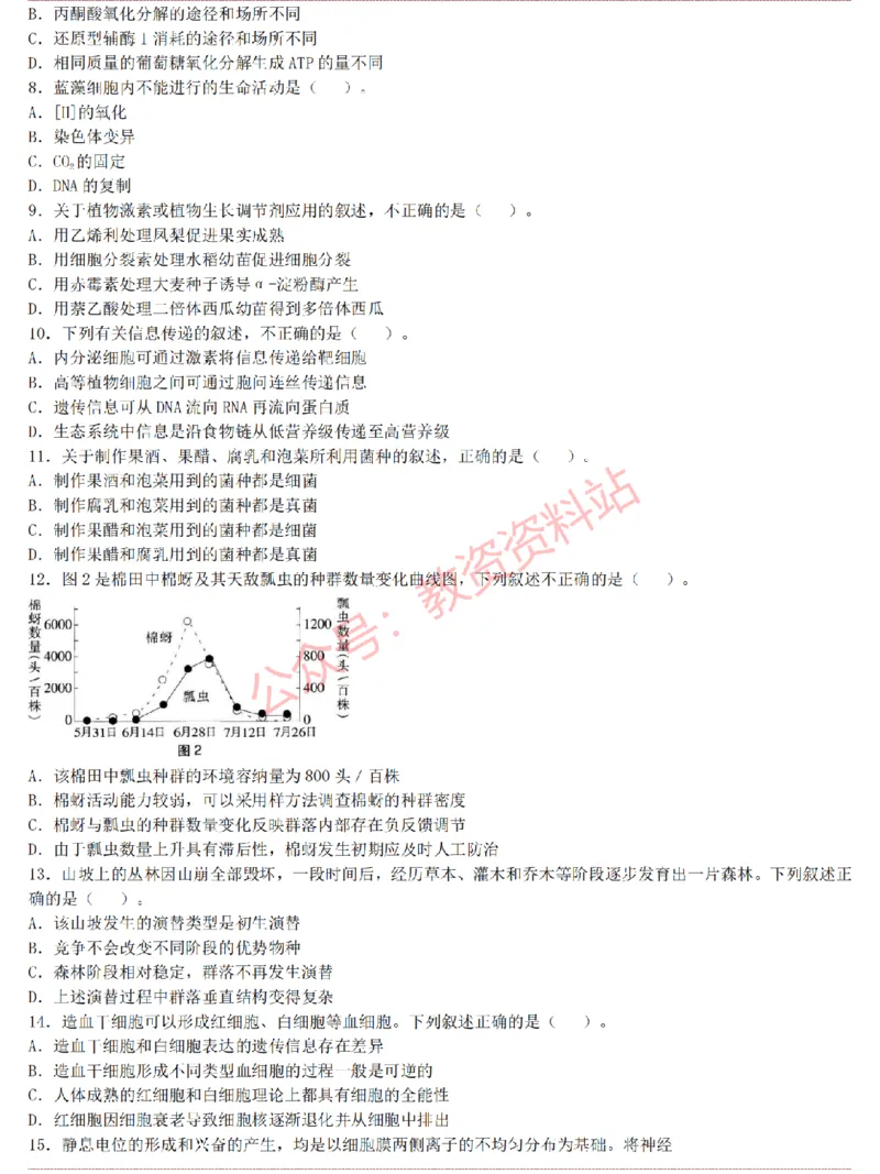 2015上-2019上高中生物学科知识历年真题及解析_教资_33教资笔试历年真题汇总（科一+科二+科三）_科三真题_02高中科三各科电子资料包合集_生物（资料文档）_高中生物