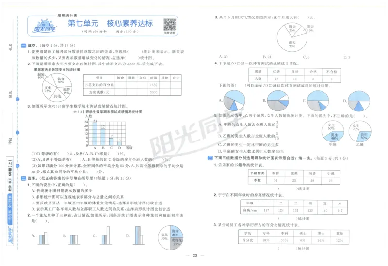 阳光同学全优好卷六年级人教版上册数学_25秋小学语数英习题试卷_数学_人教版_数学《阳光同学全优好卷》人教25秋(1)