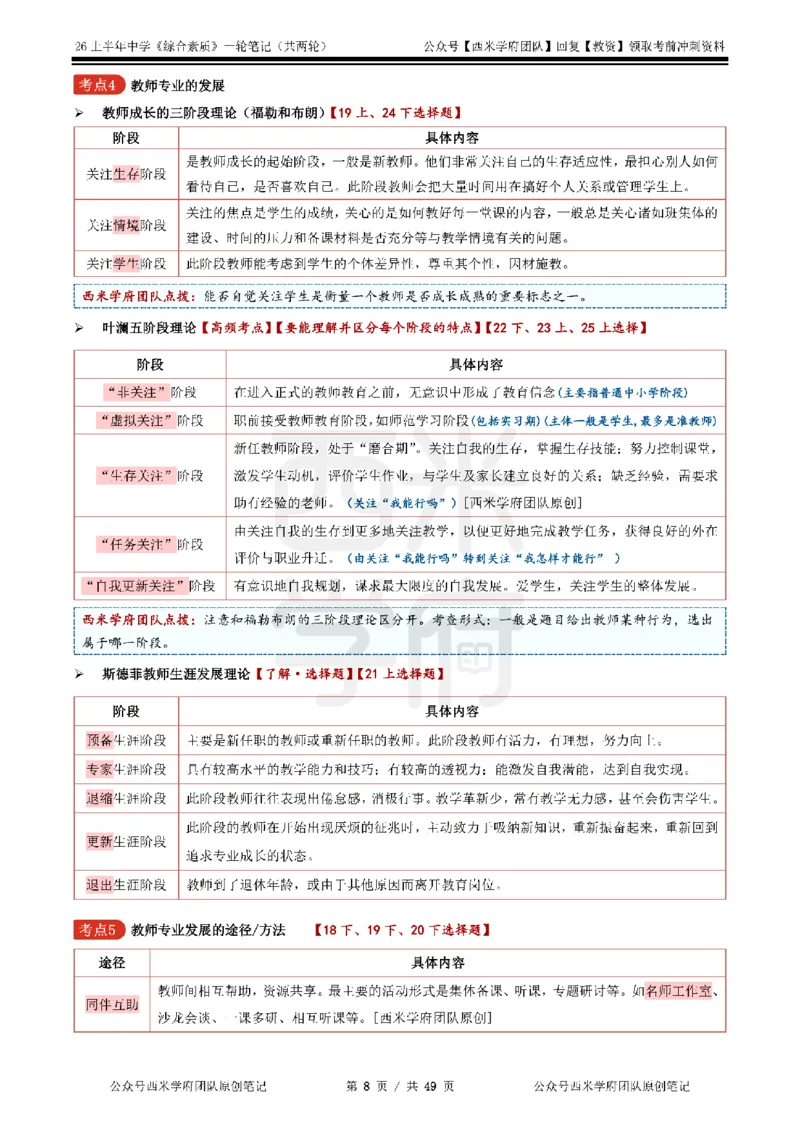 26上中学《综合素质》一轮笔记_教资_西米学府26上教资一轮重点笔记_26上西米学府一轮重点笔记（中学科一）