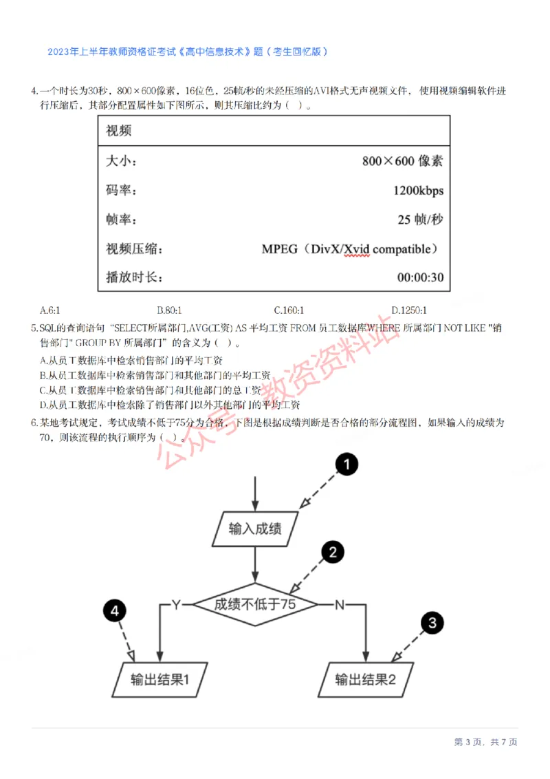 2023年上半年高中《信息技术》教师资格证笔试真题及答案解析_教资_33教资笔试历年真题汇总（科一+科二+科三）_科三真题_02高中科三各科电子资料包合集_信息（资料文档）